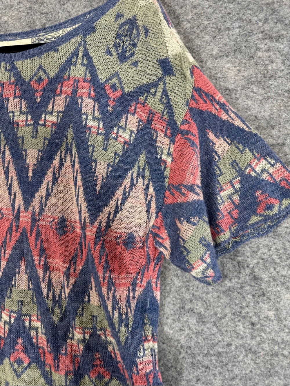 Denim & Supply Ralph Lauren Cotton Blend Aztec Knit Top Blue Small Boho Festival - Picture 3 of 14